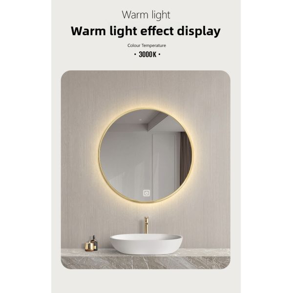 Modern Premium 32-Inch Anti-Fog Touch Switch Wall Mirror Aluminum Frame for Luxurious Bathroom Design Apartments Hotels
