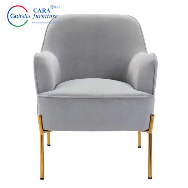 Customized Fabric Metal Legs Modern European Style Luxury Arm Chair Velvet Chair Living Room