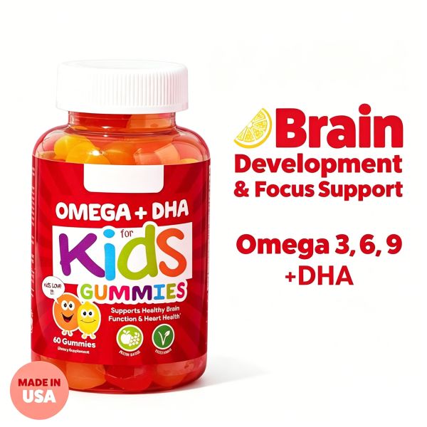 Gelatin Free Omega 3 DHA Kids Gummies For Brain Health And Immune Support