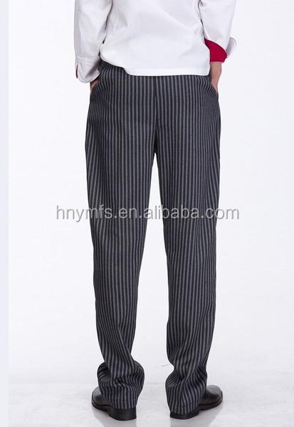garment factory supply super quality Restaurant Striped Baker Kitchen Cooking  Uniforms stripe unisex chef uniform pants
