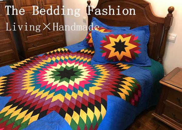 Geometric Design Handmade Bedding Sets , 100% Cotton Colorful Bedding Sets