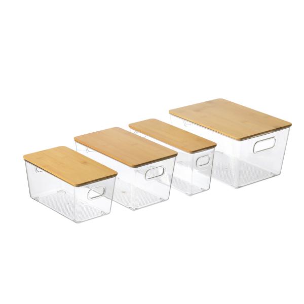 Любимец бактерии 11in x 6in анти- освобождает пластиковый бункер с естественными бамбуковыми крышками