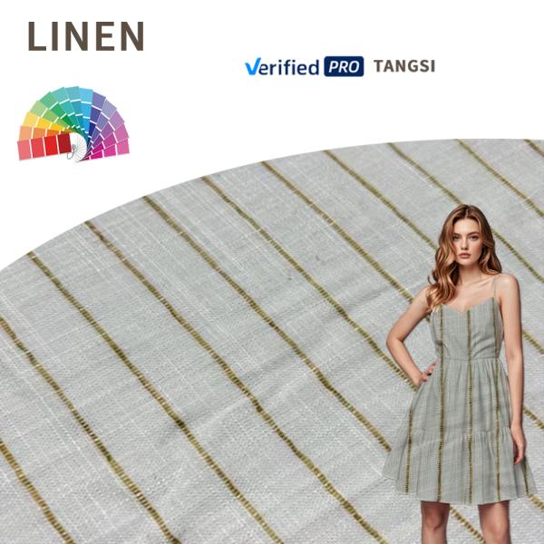 Wholesale Ready Stock Soft Quality Yarn Dyed Slubbed French Organic Viscose Linen Rayon Blend Fabric for Clothing