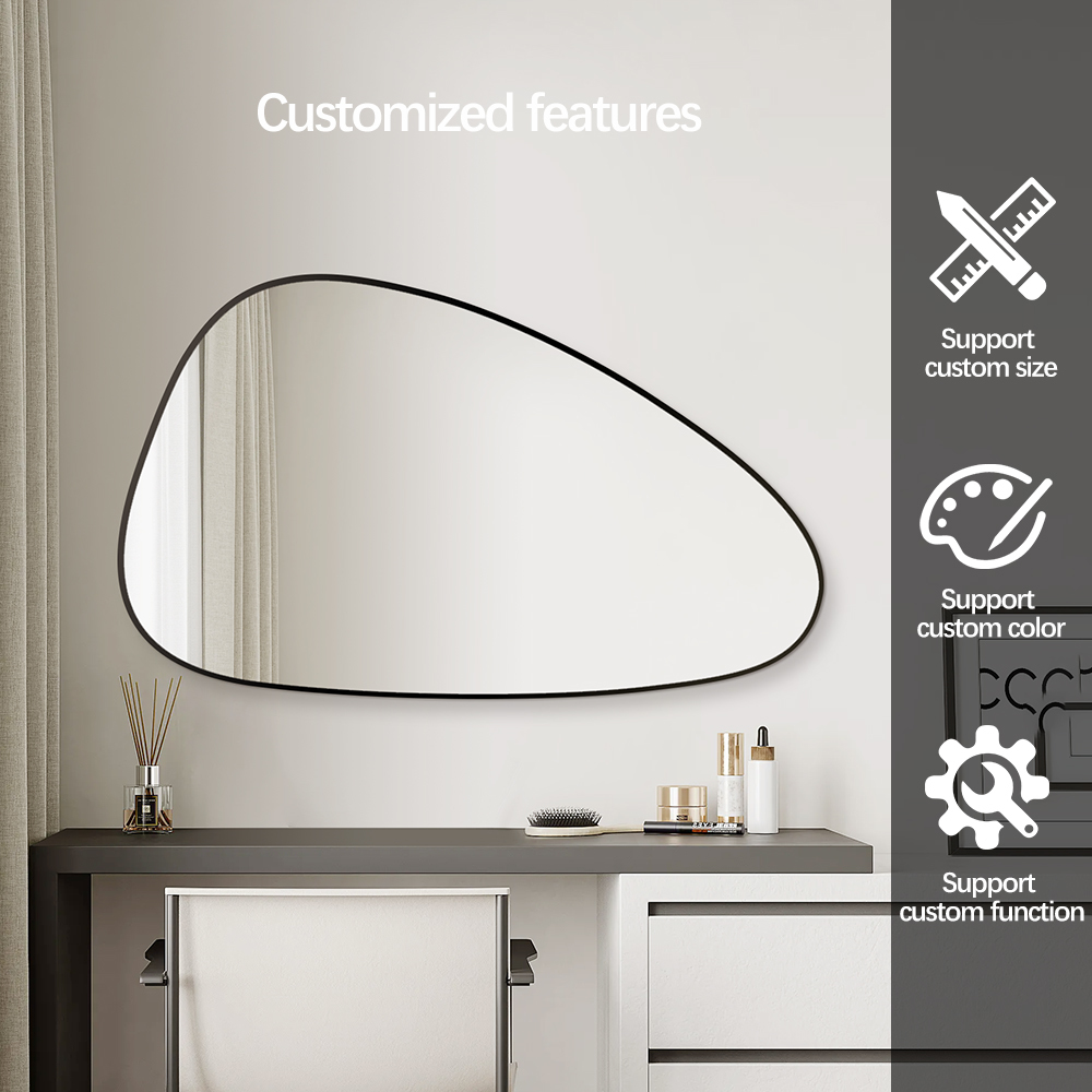 Organic black aluminum frame wall decoration bathroom mirror for hotel