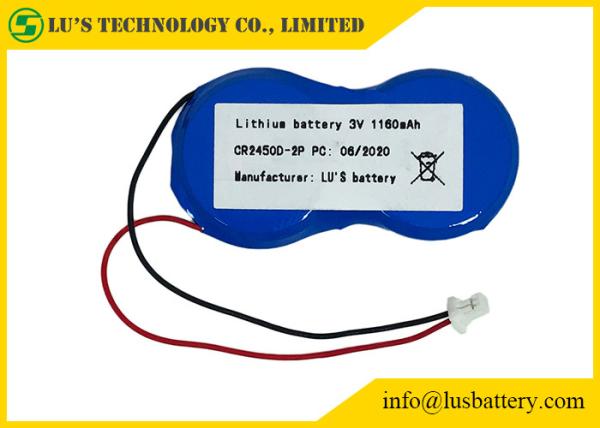 3V 1200mah Lithium Button Cell CR2450 CR2450-2P JST Terminals For Tags