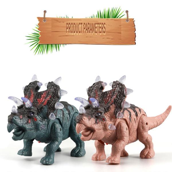 Finished Goods PVC Children's Toy Electric Dinosaur Triceratops with Sound and Light