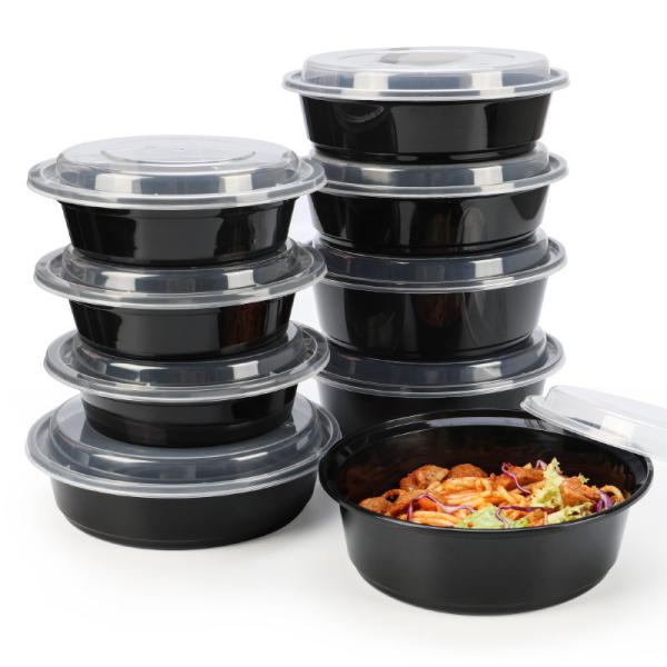 Initial Payment Disposable PP Plastic Takeaway Food Container PP Black Bowl with Lid