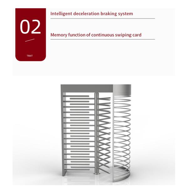 Security Mechanism Full Height Turnstile 550mm Passage 150KG Weight RS232 Interface