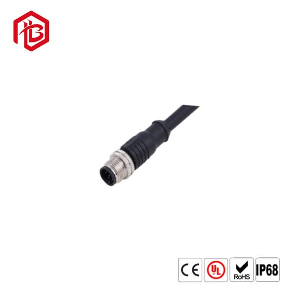 M12 Industrial Metal Waterproof Connector 2-8Pin Straight Head Formed With Cable Type