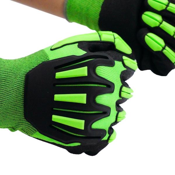 TPR Anti Impact Anti Slip safety gloves Oil Resistance Nylon Nitrile Work Gloves