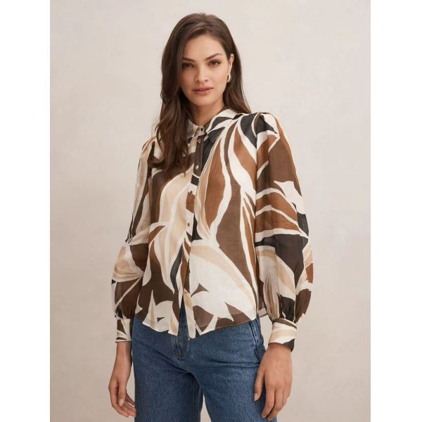 Lightweight and breathable chiffon shirt elegant sheer top for women