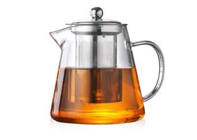 Bule de vidro resistente ao calor claro com o Infuser em volta da forma do quadrado da forma