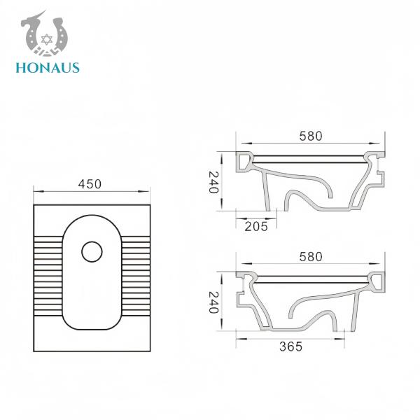 High Temp Ceramic Squatting Pan With S Bend Separately Sold
