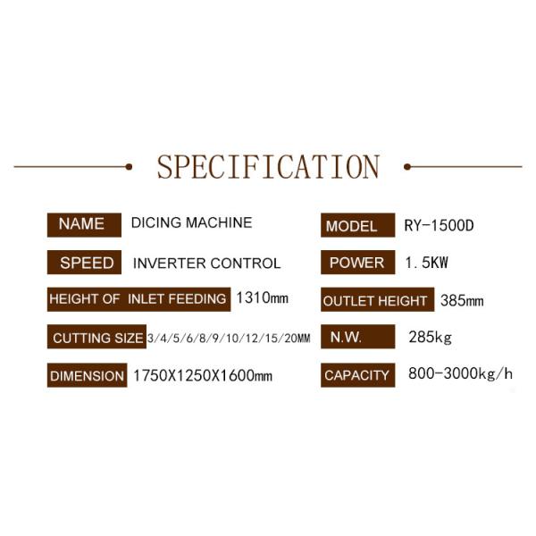 3T/Per Hour 3d Fruit Vegetable Dicer Machine For Papaya Carrot Potato