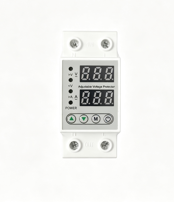 BROU03-63 63A Rated Working Current Over Voltage Protective Device AC 220V40A 63A 230V Digital Current Voltage Protector Din Rail Adjustable Over and Under Voltage Protector