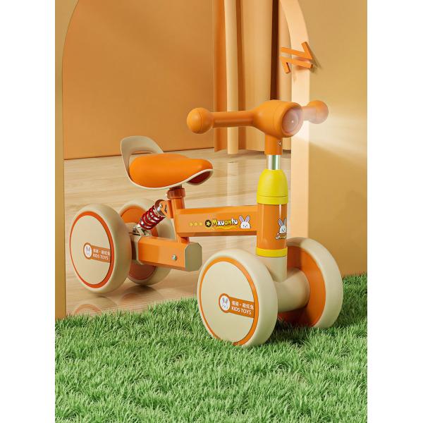 Four Wheel Children's Stroller Handcart Learning Toy Push Bicycle with Metal Frame