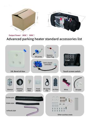 Semi-Closed Controller 12V 24V 2KW 5KW Truck Diesel Air Parking Heater With Touch Screen Switch