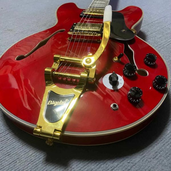 Custom Gibson ES-335 Style Semi-Hollow Jazz Electric Guitar with Bigsby