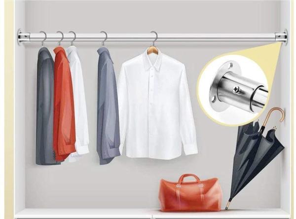 Stainless Steel Closet Rod Flange Set Socket Die Casting Wardrobe Shower Curtain Rod Bracket