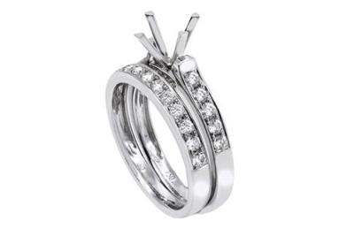Double Round Shape Engagement Ring , 0.72ct 18K White Gold Ring OEM ODM
