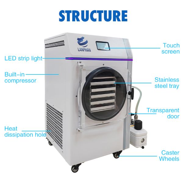Home Use 5 Trays Vacuum Freezer Dryer Small Lyophilizer Foods Drying Machine