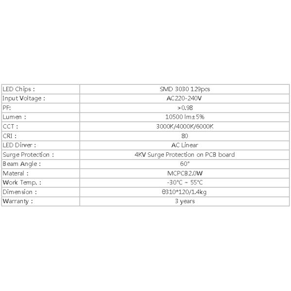 100W AC Linear UFO High Bay