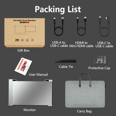 IPS 14In Portable Dual Monitor 178 Degree Dual Travel Monitors RoHS FCC Approval