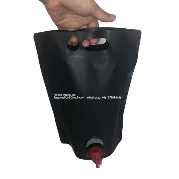 Spout Pouches Matte Black Aluminum Foil 2lier 4Liter Coffee Milk Oil Fruit Juice Wine Stand Up Drink Pouch With Tap