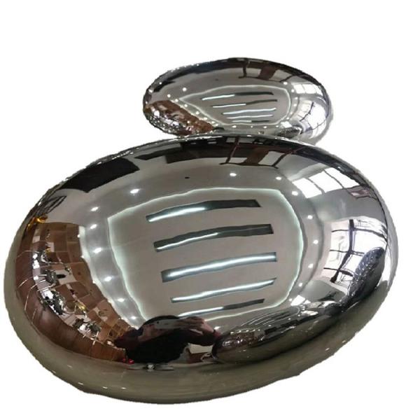 Garden Stainless Steel Pebble Sculpture Silver Mirror Surface