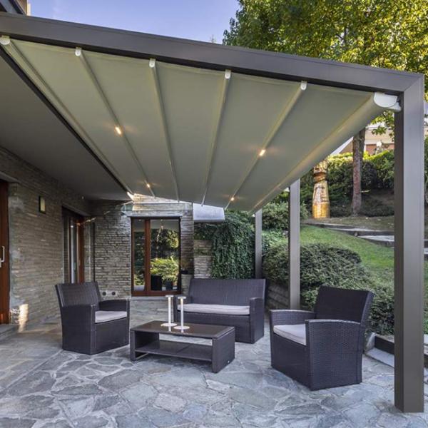 850gsm PVC Gazebo Outdoor Fabric Retractable Roof Pergola