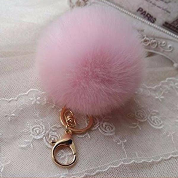 Hot sale pom pom custom fur ball keychain for handbag bag decoration