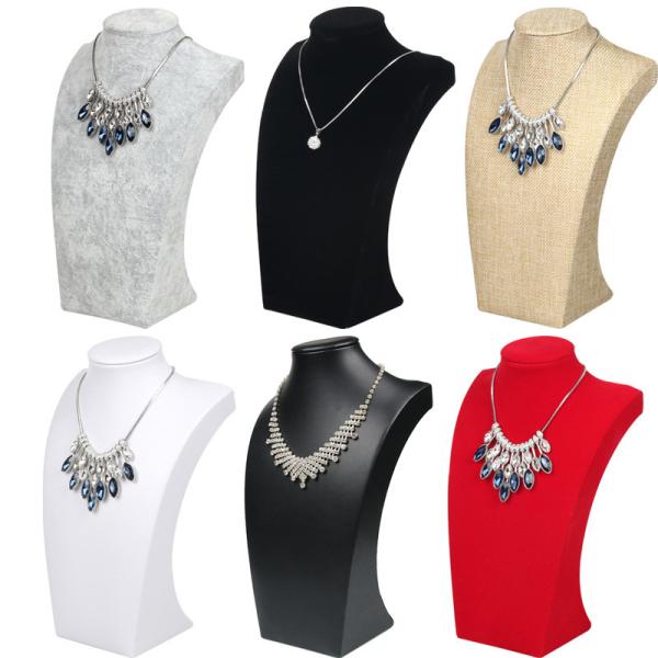 24*14.5cm Necklace Display Bust , Linen Ice Velvet Jewelry Necklace Holder