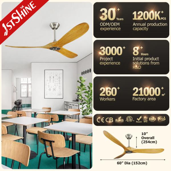 Controle remoto decorativo 60 polegadas ventilador de teto Design de madeira para quarto
