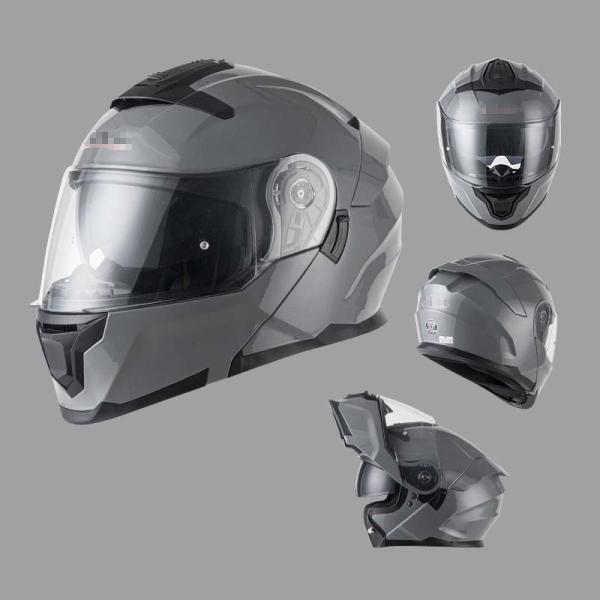 DOT certified flip up motorcycle helmet with double PC visor and EPS impact foam liner