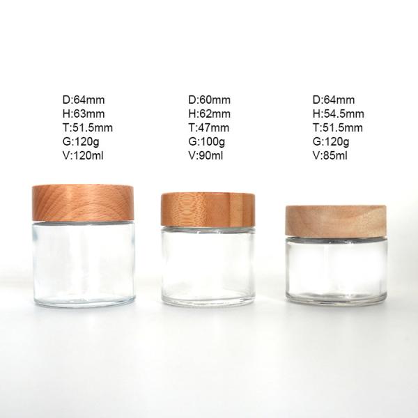 Dia 64mm 120ml крышки бамбуковых прозрачных стеклянных опарников концентрата масла Childproof
