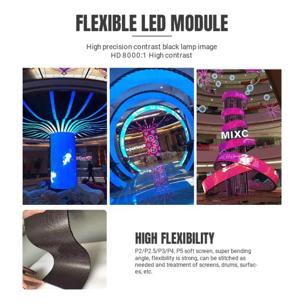 Customization P4 Indoor Soft Video Wall High Quality High Definition LED Screens Flexible Round Arc Curved Led Wall Screen