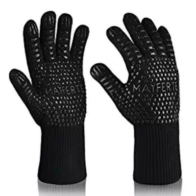 Kitchen Cooking Black Aramid Heat Resistant Work Gloves Barbeque Oven Mitts