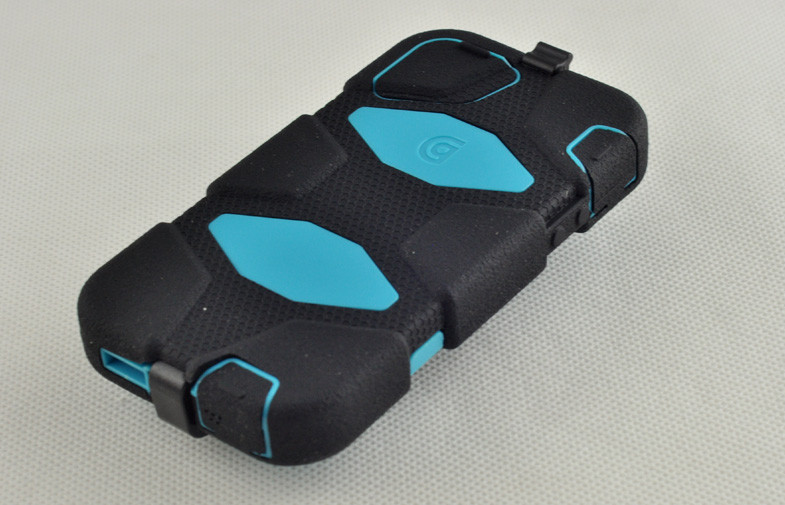 Waterproof Cell Phone Survivor Cases Silicone Black / Pool Blue For Iphone 5G