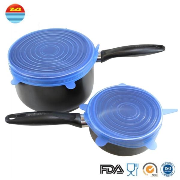 6 Pack Food Storage Covers Fancy Reusable Certificate Food Grade Silicone Lid Safe Healthy Fresh Cover for Container