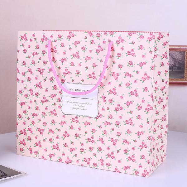 Christmas Patterned Gift Bags Flower Logo Presents Customize Color