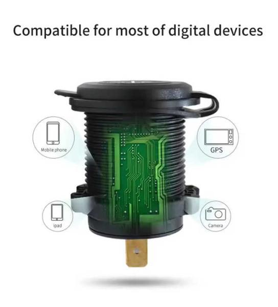Waterproof 12V 24V Vehicle USB Charger Socket with Dual Power Outlets