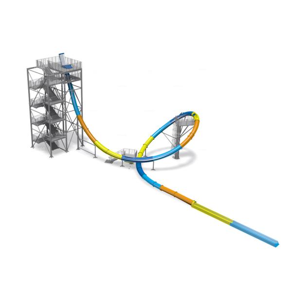 Aqua Loop Huge Fiberglass Water Slides For Adult , Fixed Type Slide for Amusement Park