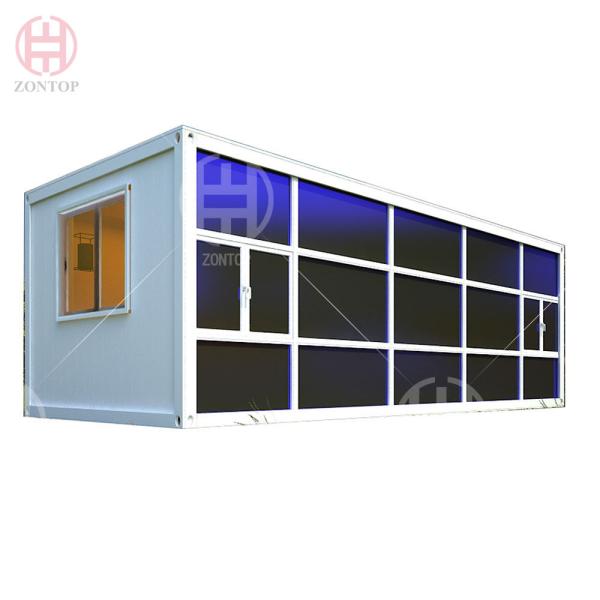 Zontop  Luxury 40 Feet Stackable Flat Pack Foldable Tempered Glass Detachable  Portable Modern Container House