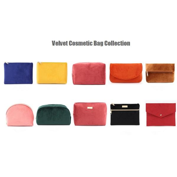 Multicolor Small Cosmetic Travel Bag Velvet Embroidered Makeup Bag