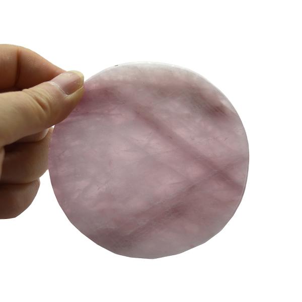 Natural Rose Quartz Coaster Crystal Round Gemstone for Table Plate Decoration Plate