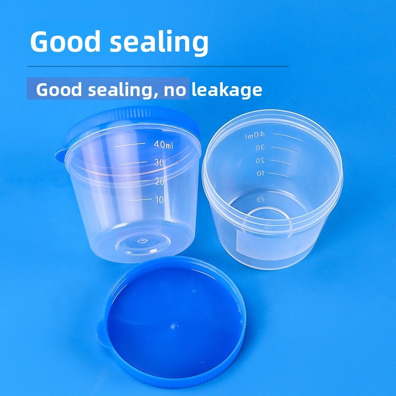 100pcs/bag 40ml Disposable Plastic Urine Collection Cup Lid Manual-Flip-Top Stool Sampling Cup Graduated Marks Sputum Cup
