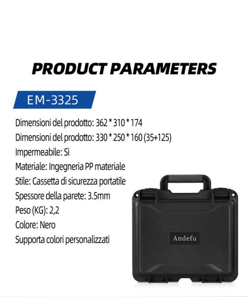 IP67 Waterproof Custom Tool Box EM-3525 with Shockproof Foam