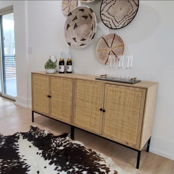 Decorative MDF Slat Wood Cabinet Sideboard Kitchen Apartment