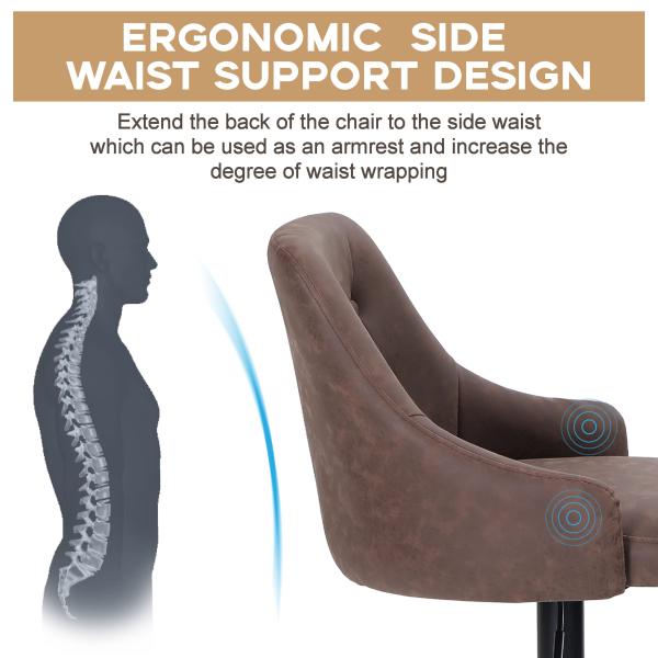 Alinunu Swivel Adjustable Airlift Counter Height Bar Stool with Padded Back and Base