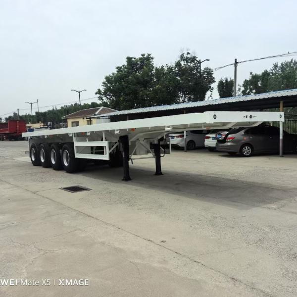 4 Axle Flatbed Container Transport Semi Trailer With Fuwa / BPW Axle And 16 Tire Number